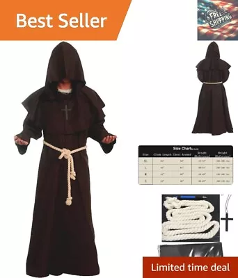 Medieval Hooded Monk Renaissance Priest Robe - Costume Cosplay X-Large • $50.79