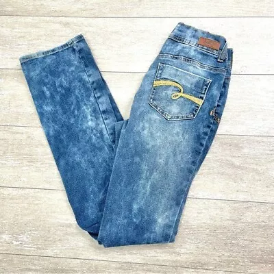 Justice Girls Distressed Acid Wash High Waist Jegging Boot Cut Jeans 16R • $14