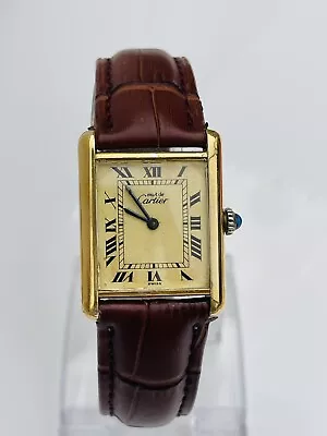 MUST De CARTIER PARIS TANK 925 VERMEIL SWISS MADE MANUAL WIND MENS WATCH • $950