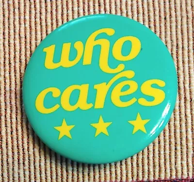Vintage Kalan Who Cares Teal Turquoise Button Pin • $8.79