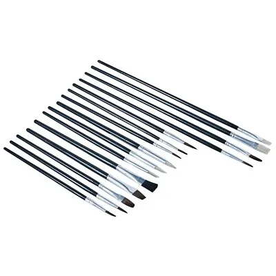 Paint Brush Set Brushes Flat & Tipped Different Size And Lengths 15pcs Artist • £2.89