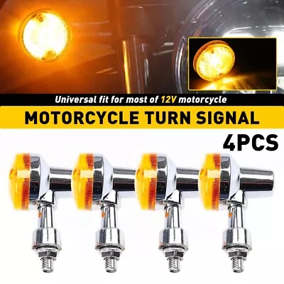 4X Motorcycle New Turn Signals Blinker Light Amber Chrome Waterproof Universal • $15.99