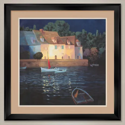 35W X35H  MOONLIGHT ON THE VERDON By MAX HAYSLETTE DOUBLE MATTE GLASS And FRAME • $249