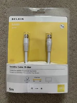 Belkin Satellite Cable 75-0hm 5m F- Type Coax Male To Male White • £4