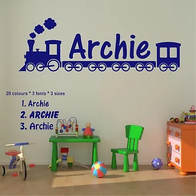 £11.99 • Buy TRAIN Wall Sticker Personalised ANY NAME Girls Boys Bedroom Wall Decal Transfer