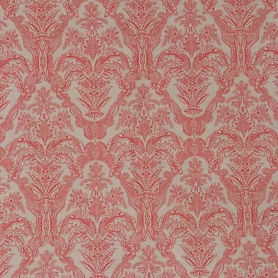 Damask Style Siena Coral Fabric 140cm Cotton Blend Classic Curtains Blinds • £1.79