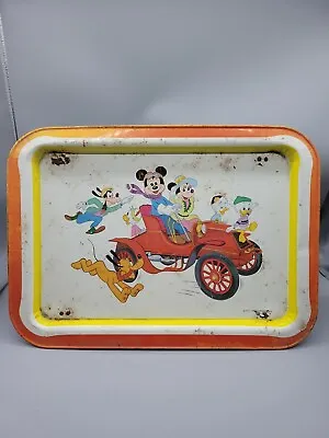 Vintage Walt Disney Mickey Mouse Metal Folding Dinner Serving Tray - Nice Patina • $12