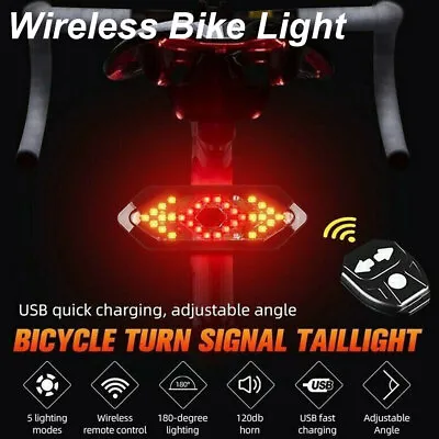 $11.99 • Buy Wireless Bicycle Bike Rear LED Tail Light Warning Turn Signal With RemoteControl
