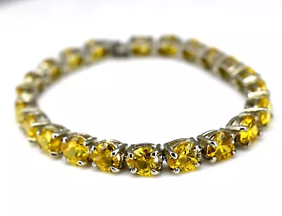 Calibrated Yellow Zircon Solid 925 Sterling Silver Charm Bracelet For Women's • $53.99