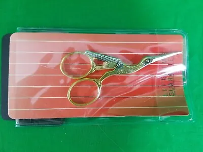 Mundial Scissors Forged Stork Embroidery 3.5  Gold-Plated Lifetime Guarantee • $9.74