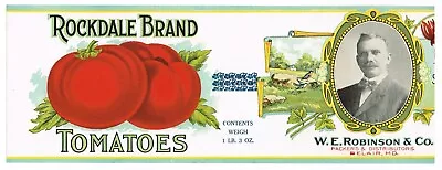 Original C1915 Can Label Rockdale Tomatoes Robinson Belair Maryland Vignette  • $11.95