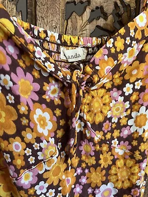 Ghanda Mini Dress Retro Floral Print Size L • $25