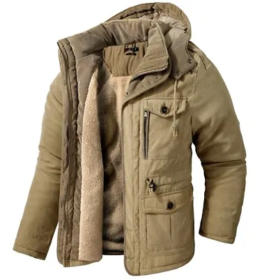 Men Thicken Parkas Warm Winter Jacket Fleece Coats Outdoor Cotton-Padded Outwear • $98.64