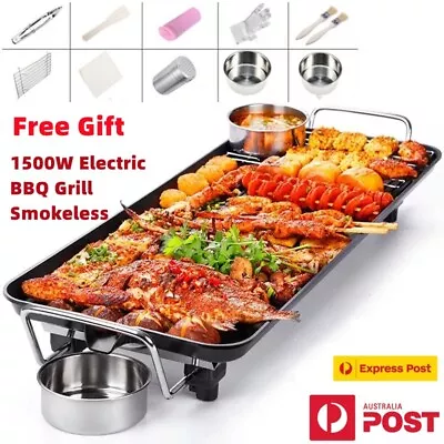 Electric 1500W BBQ Grill Teppanyaki Non-stick Hot Plate Griddle Smokele Portable • $58.95