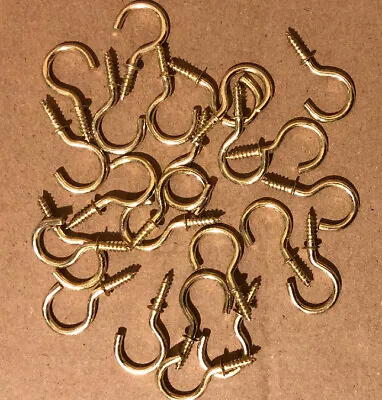 25 Brass 7/8  Cup Hooks Ch78 Screw Plant Hanger Key Jewelry Holder • $5.95