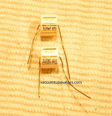 PAIR (TWO) Mundorf MCap EVO Silver-Gold Oil Capacitor 0.33uf 0.33 Uf 450VDC • $42.95