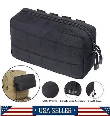 Tactical MOLLE Pouch Horizontal Admin Pouch EDC Pouch Utility Tool Bag Black US • $11.99