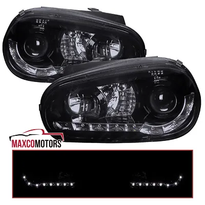 $181.49 • Buy Smoke Projector Headlights Fits 1999-2006 Volkswagen Golf MK4 LED Strip Lamps