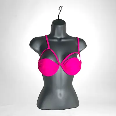 Neon Pink Padded Bikini Top Underwired Removable Pads Women’s UK Size 8 • £1.95