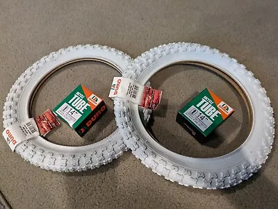 Two(2) Duro 14x2.125 (57-254) Bicycle Tires & 2 Tubes  White Comp 3 Style • $36.99