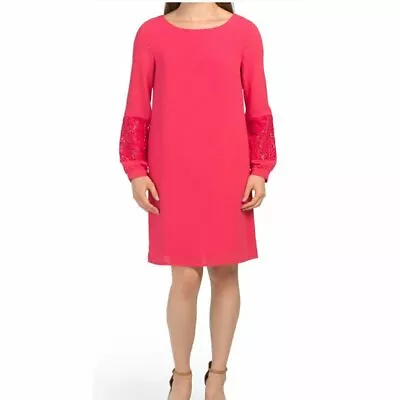 Marisa & Marie Fuchsia Crochet Sleeve A-Line Dress Size S • $29.70