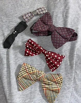 Lot Of 5 Bowties 3 Mens & 2 Young Mens - Velour Plaid Polka Dot Wembley READ • $8.99