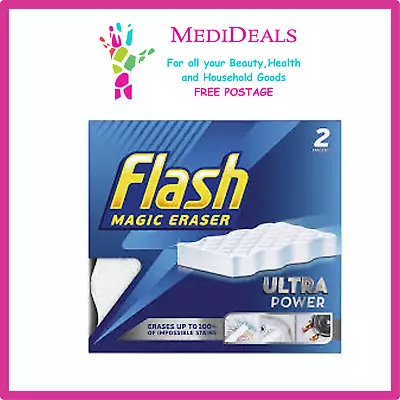 Flash Magic Eraser Ultra Power Re-Usable Sponge - 2 Erasers • £3.99