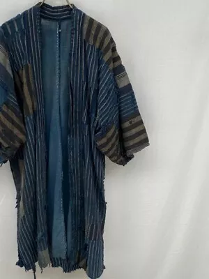 Japanese 1920-40's Vintage Indigo Dye Cotton Kimono Noragi Sashiko Men Used • $684.99