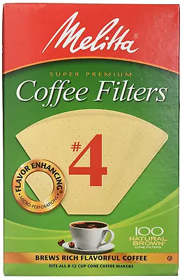 Melitta Cone Coffee Filters Natural Brown Number 4 100 Count Pack Of 6 • $47.99