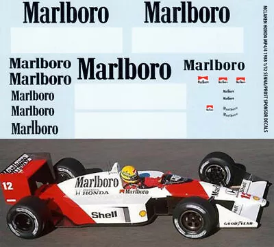 1/12 Mclaren Honda Mp4/4 Ayrton Senna Prost 1988 Decals Tb Decal Tbd35 • £15.45