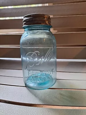 VERY RARE  Vintage LIGHT BLUE Aqua BALL Perfect #2 Mason Jar 1910  • $250