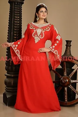  New Dubai Elegant Moroccan Fancy Kaftan Arabian Dubai Wedding Gown Dress 119 • $70.36