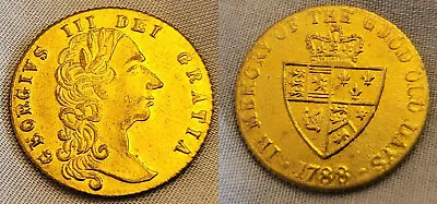 1788 English Coin King George III Vintage Old Milled Royal Gold Lustre Antique • £17.99