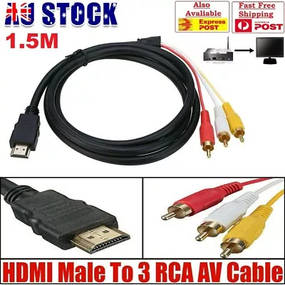 HDMI Male To 3 RCA Video Audio AV Cable Cord Adapter Transmitter For TV HDTV DVD • $8.99