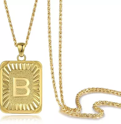 Women's Men's Letter “B” Real Gold Plated Necklace Letter Pendant Box Chain Uni • $4.86