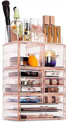 Cosmetic Makeup And Jewelry Storage Case Tower Display Organizer - Pink • $31.99