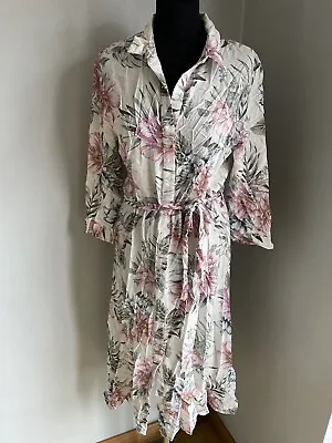 £12 • Buy Womans Gorgeous Floral Print Button Fronted Midi Dress Size 12
