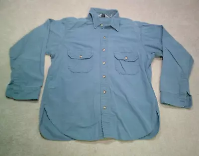 $18.89 • Buy Vintage Woolrich Button Up Shirt Mens Large Blue Chamois