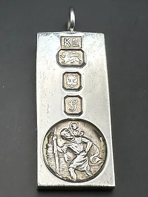 Vintage Sterling Silver St. Christopher Ingot Pendant 1981 London • $107.35