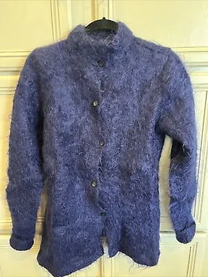 Vintage Angora Blend Womens Sweater Purple Cardigan Size S/M Chest 38 • $37.95