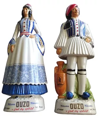 Vintage Metaxa Ouzo Greek Couple Specialty Liquor Decanters Bottle Italy 18  • $150