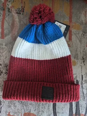 Volcom Snow Pom Beanie One Size Red White Blue • $14