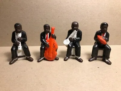 VINTAGE Jazz Band QUARTET Ceramic Musicians Figurines 3.5  Collectibles FULL SET • $17