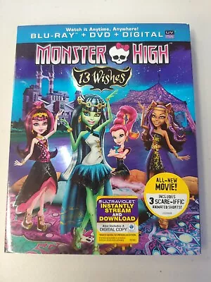 Monster High: 13 Wishes (Blu-ray/DVD 2013 2-Disc Set) Cartoon Sequel Movie NEW • $19.99