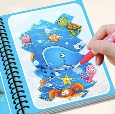 3X Children's Water Magic Painting Colouring Reusable Drawing Book Free Pen Gift • £3.50