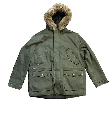 Goodfellow & Co Green Jacket Coat Parka With Faux Fur Hood Men’s XL • $45