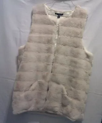 Womens Lush Cream Faux Fur Sleeveless Long Vest With Pockets  • £26.50