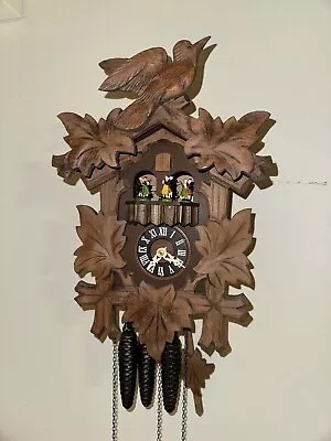 Vintage Black Forest German Musical 1 Day Cuckoo Clock With Dancers Works VIDEO • £284.93