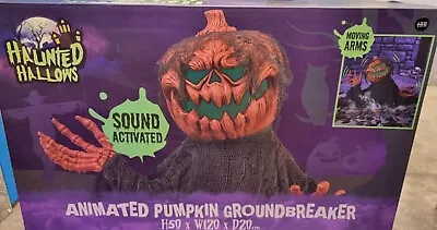 Halloween Animated Pumpkin Head Groundbreaker Moving Head Hands LED Lights Sound • £99