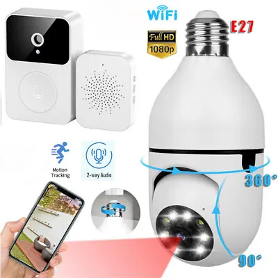 $21.98 • Buy Smart Wireless WiFi Video Intercom Doorbell 1080P Light Bulb Security IP Camera